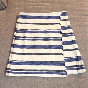 LOFT Navy Blue White Striped Casual A-Line Skirt with Lining Size 2